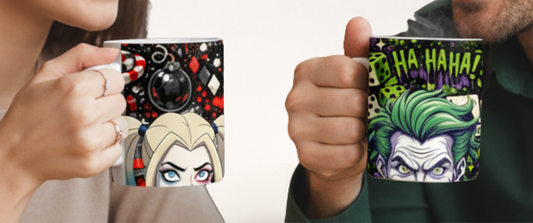 Couples Mug Set – Harley & Joker Inspired | Villain Love Coffee Mugs, 11 oz & 15 oz